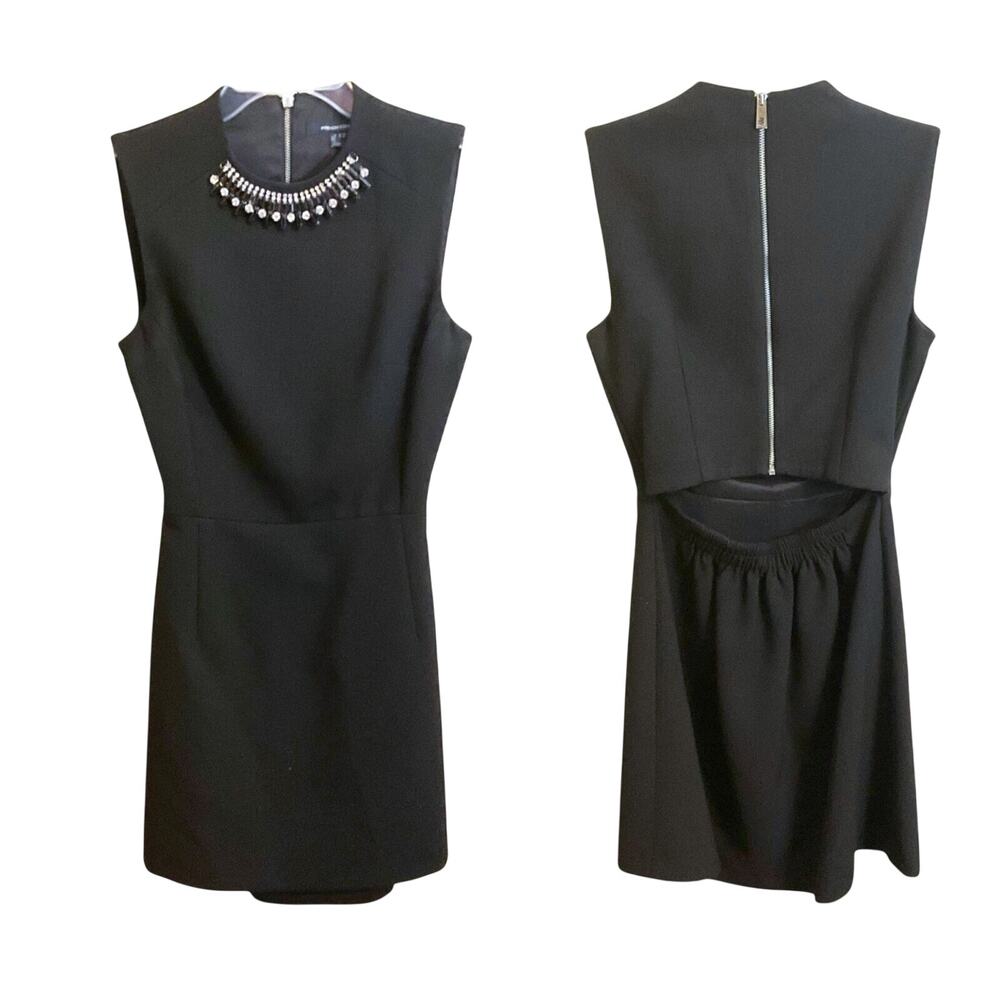 French Connection Women's Dress SZ 2 Black Mini w/ Attach Necklace‎ Formal